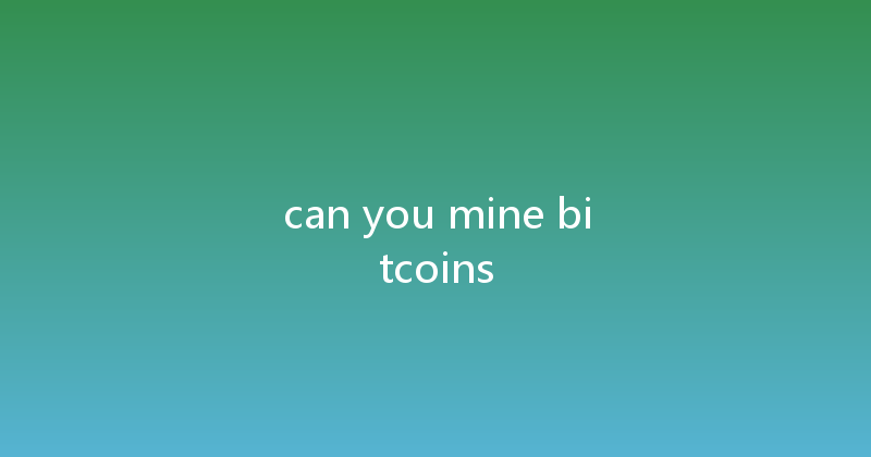 can you mine bitcoins 